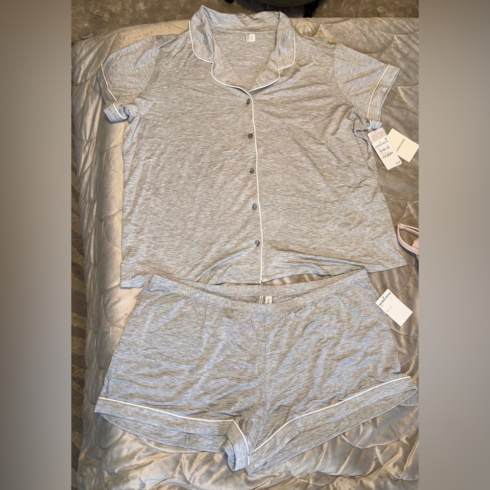 Nordstrom Gray Pajama Set Soft Knit Intimates - Picture 8 of 11